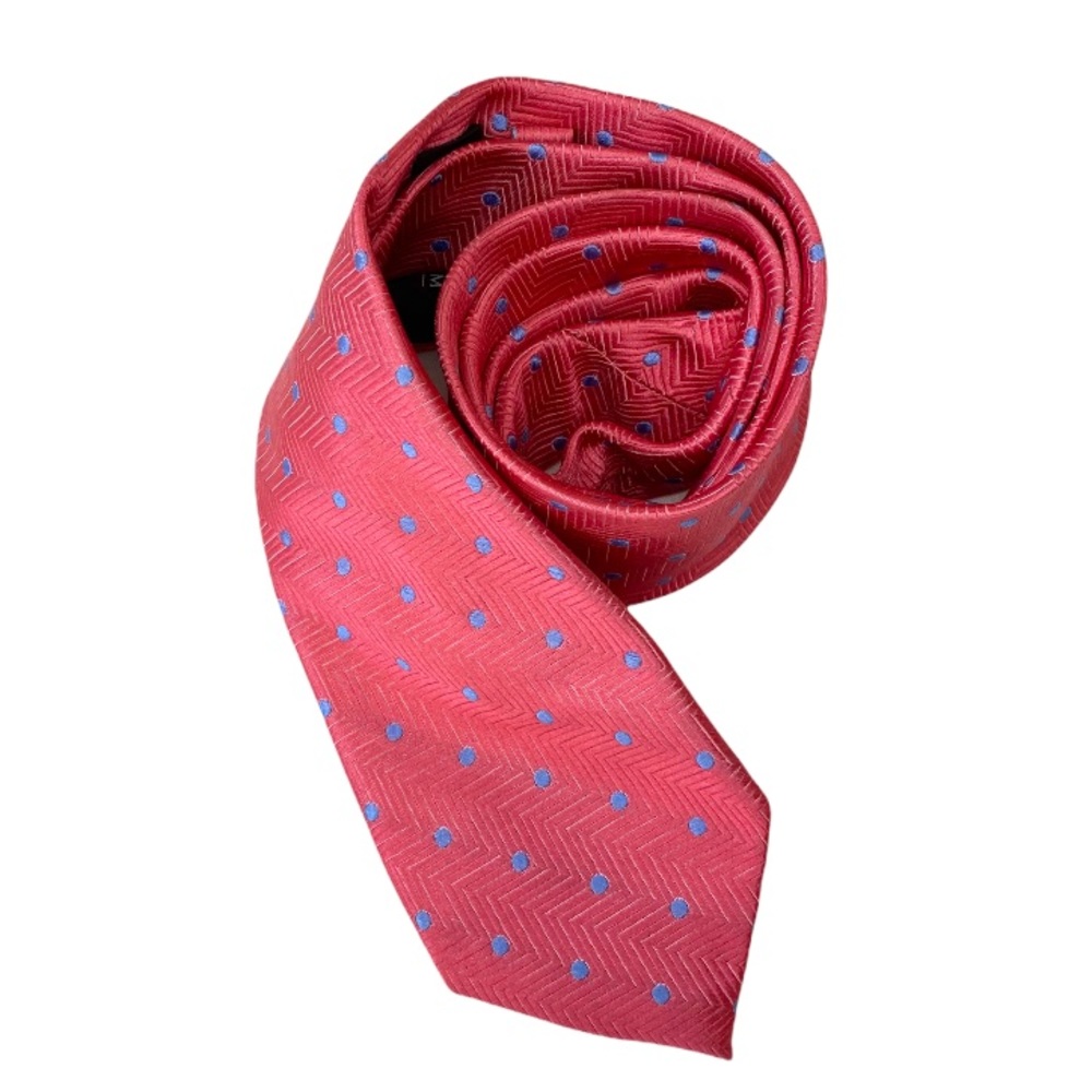 Nordstrom Silk Pink Tie with Blue Dots